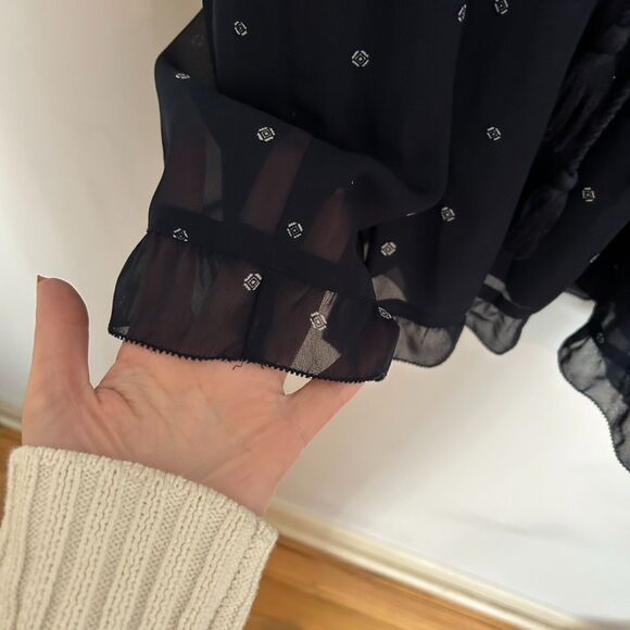 Abercrombie and Fitch Navy Blue Ruffle Dress Size Large - Picture 4 of 6